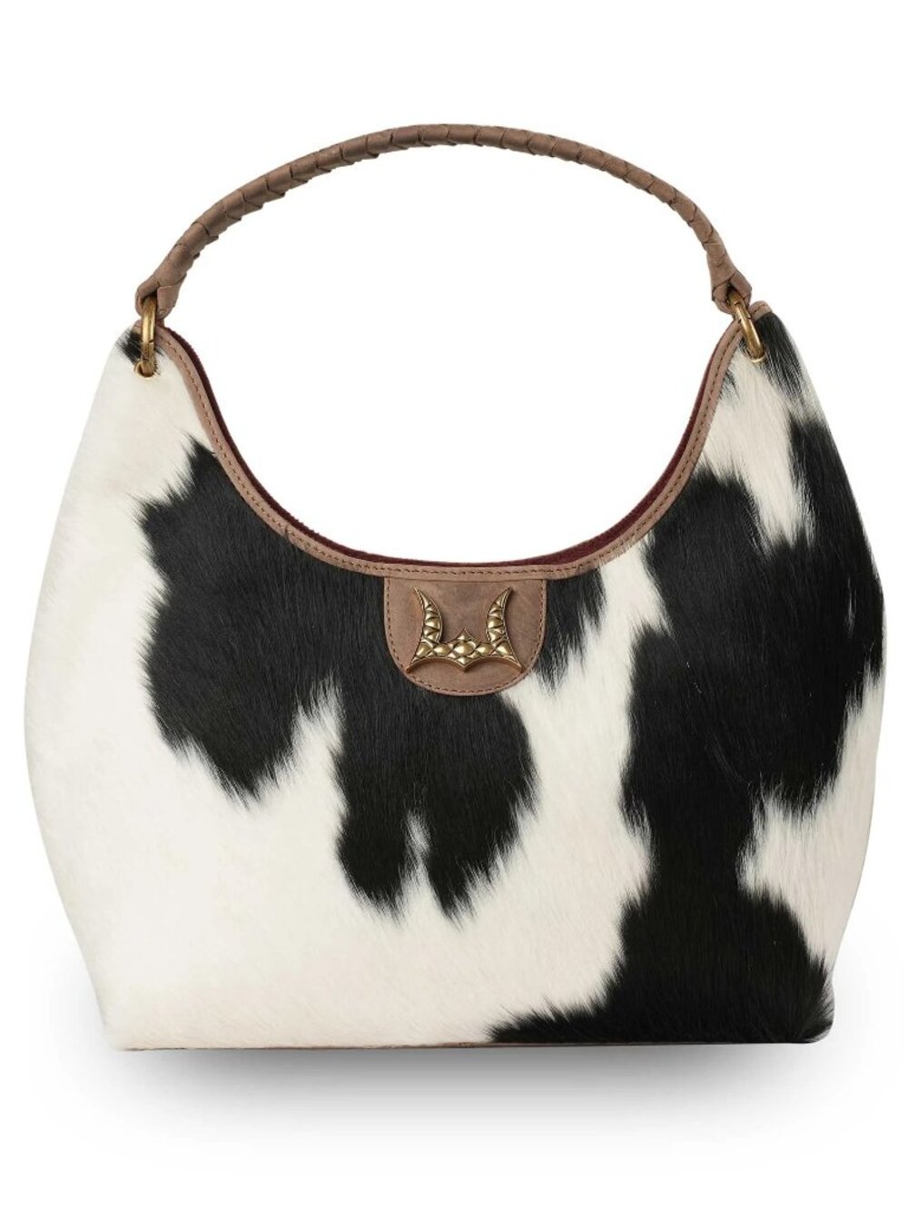 Myra Loyal West Medium Purse Black White Cowhide Leather Shoulder Bag NWT